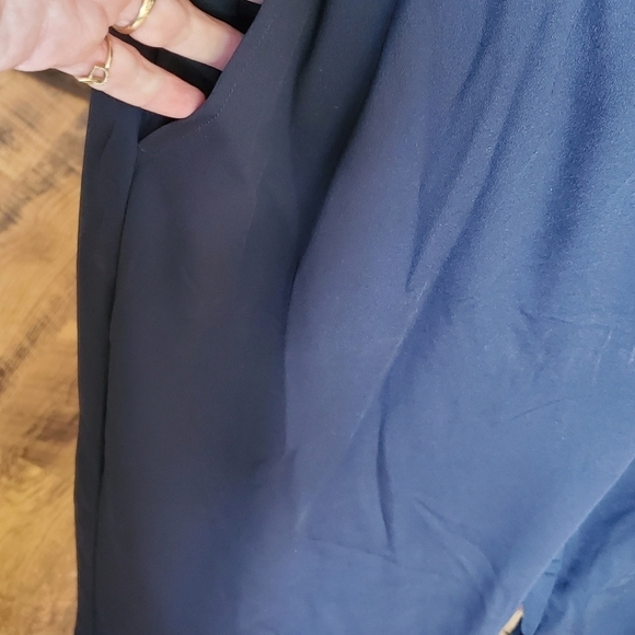 T by Talbots Navy Blue Out and About Wide Leg Sz. L Pants - Picture 4 of 16